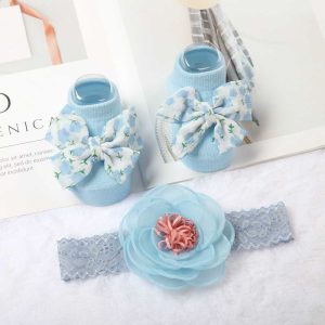 socks with hair band Combo Set | Single Combo set | Skyblue Flower