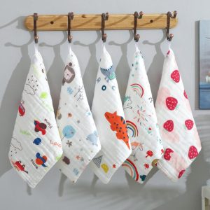 Six Layer Face Towel Cotton Washcloth Cum Baby Towel | Very Soft & Smooth | 5 Pcs Set | Mixed Printed | 5 pieces set
