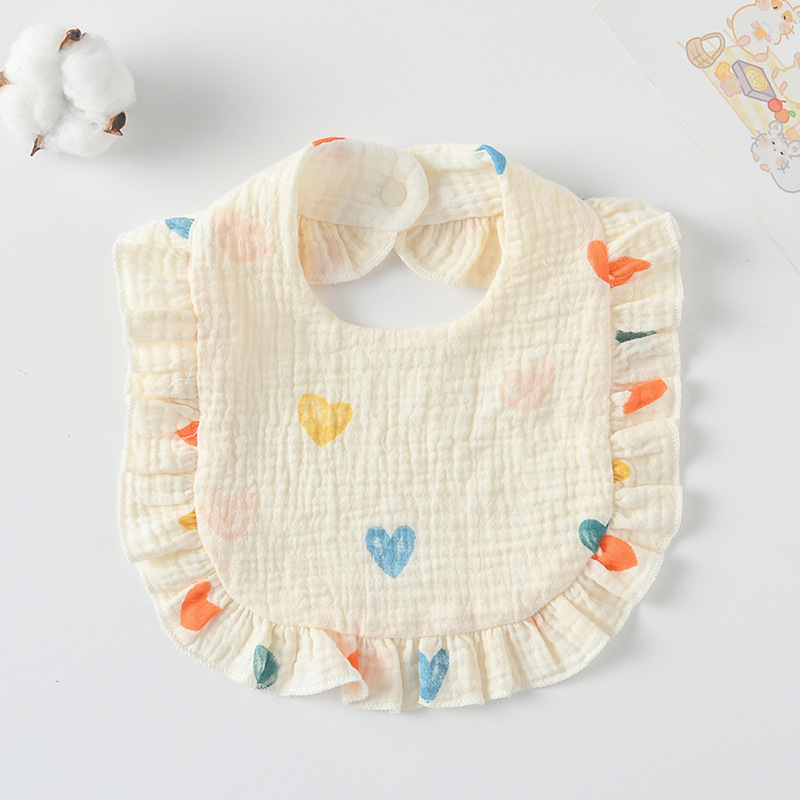 Korean similar style Baby Feeding Bib | only 0-1 Year | peach-heart printed