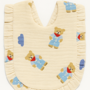 ins baby bib ruffled baby seven-layer waterproof gauze lace bib bib bib cotton Class A |  (bear printed )